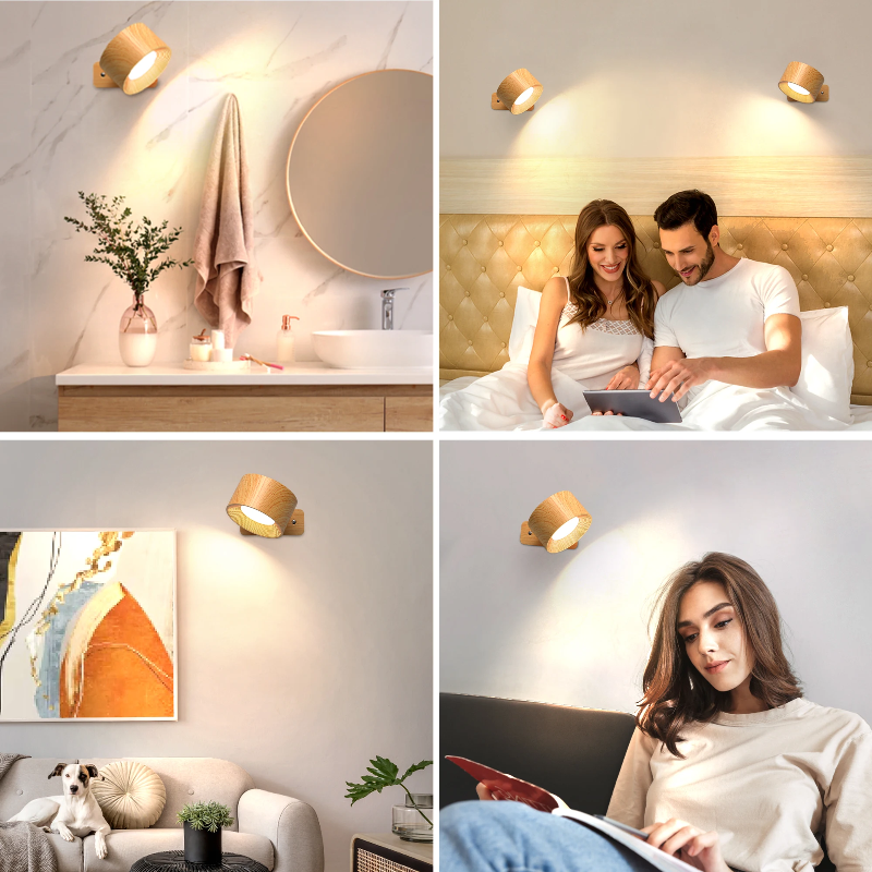 Rechargeable LED Wall Lamp with 360° Rotatable Head – Touch Sensor, Wire-Free Installation
