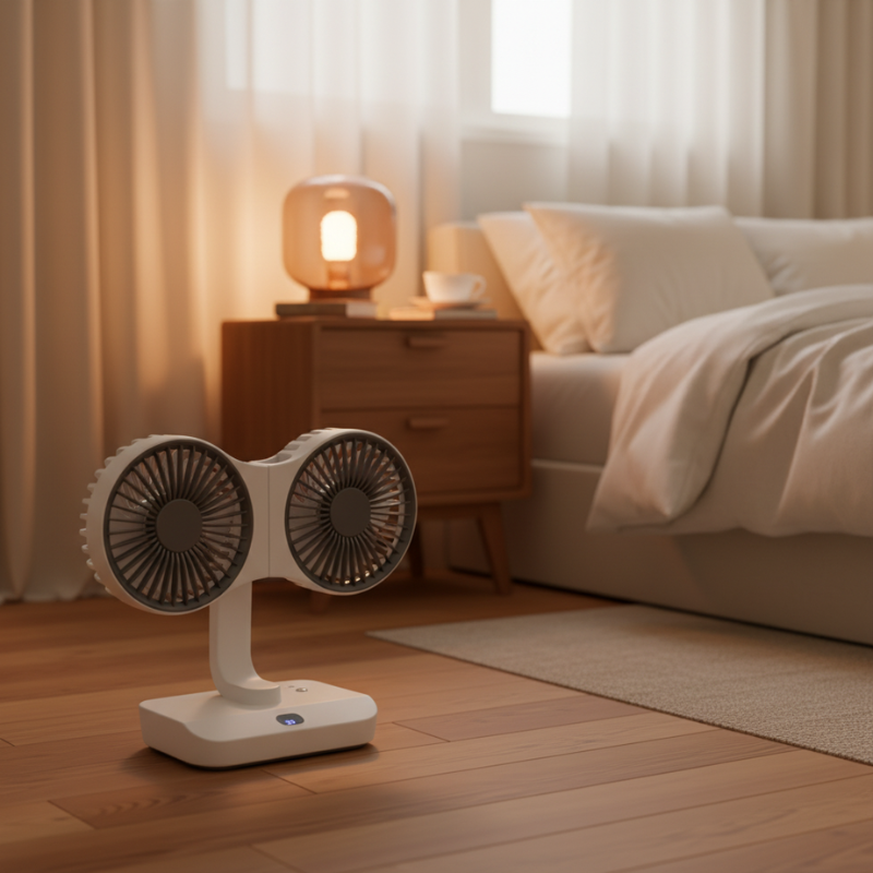 Rechargeable Fan with Dual Heads