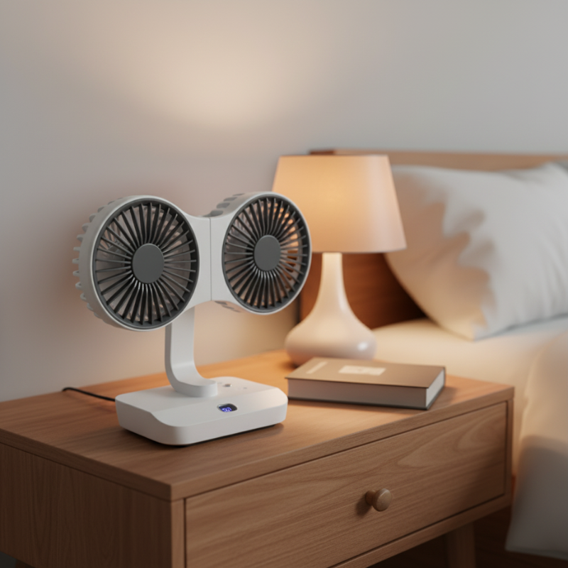 Rechargeable Fan with Dual Heads