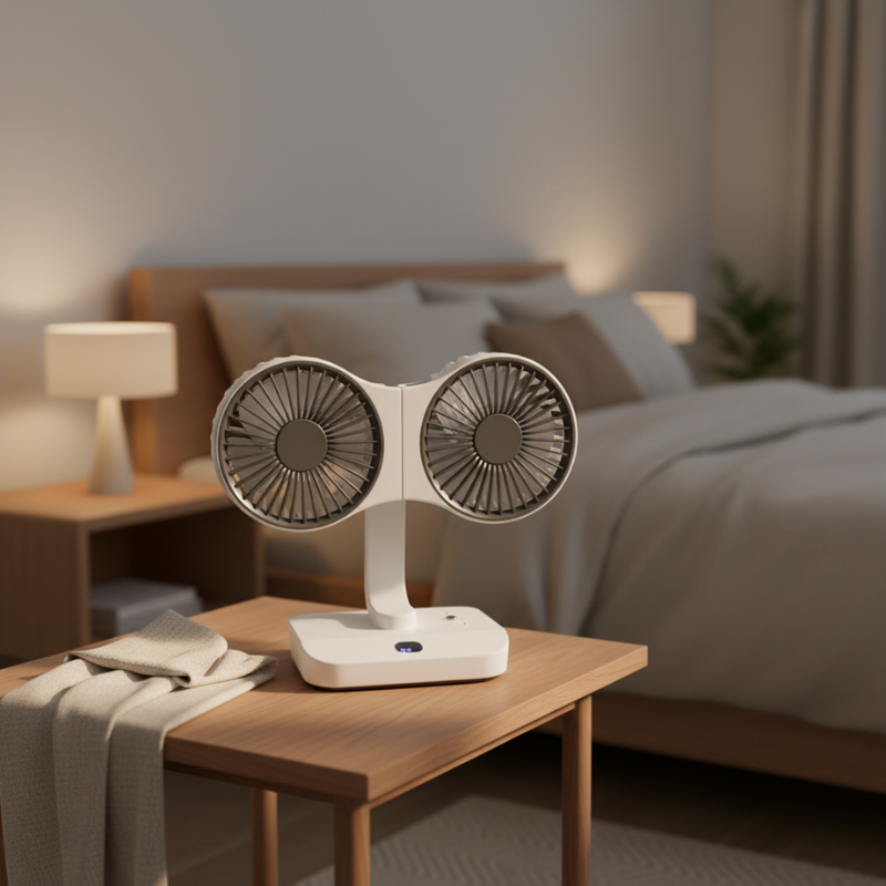 Rechargeable Fan with Dual Heads