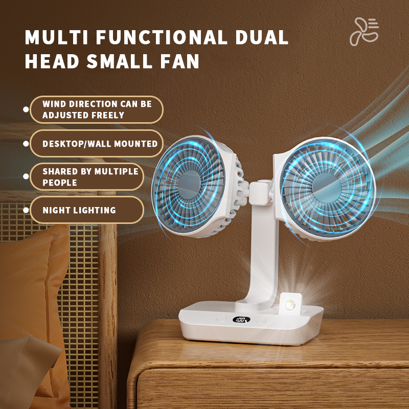 Rechargeable Fan with Dual Heads