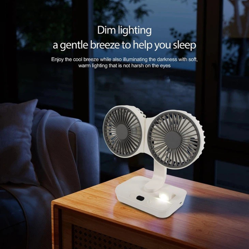 Rechargeable Fan with Dual Heads