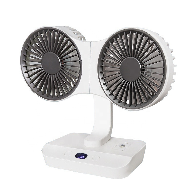 Rechargeable Fan with Dual Heads