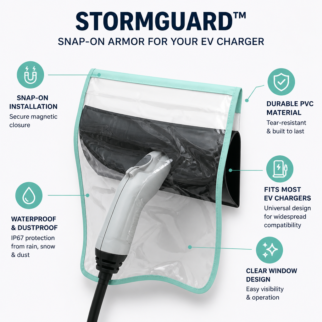 StormGuard™ — Snap-On Armor That Keeps Your EV Charger Flawless Rain or Shine