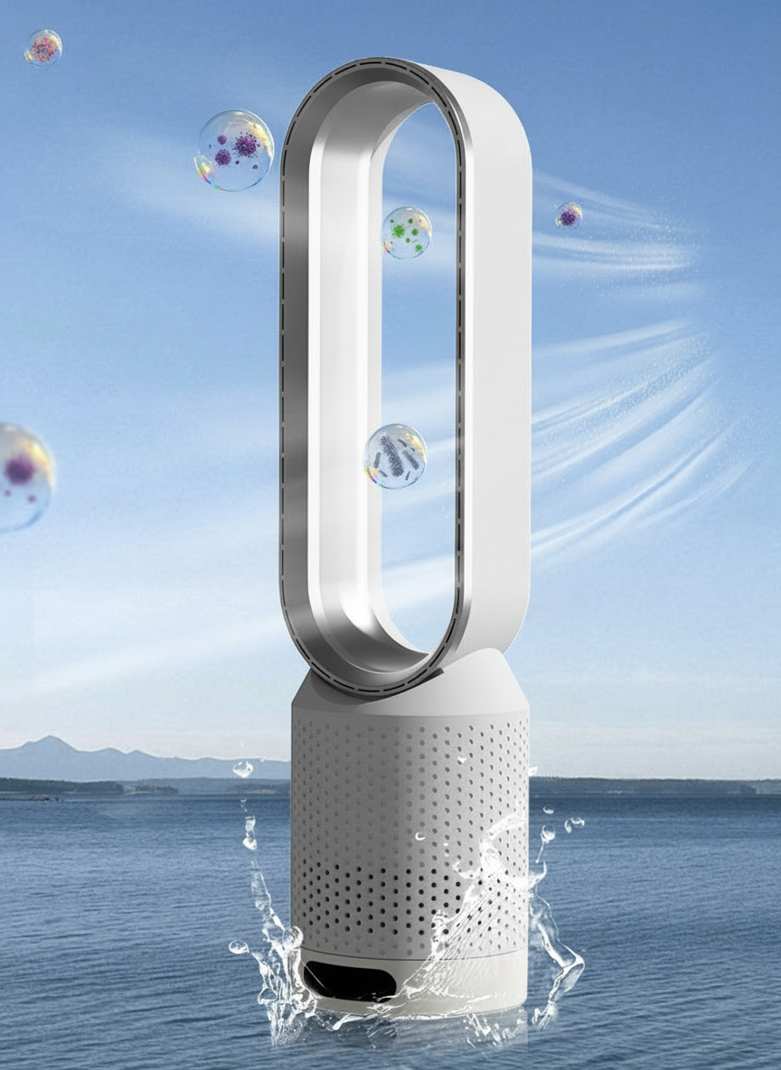 Bladeless Air Cooler and Purifier with 8 Cooling Speeds and 90° Oscillation