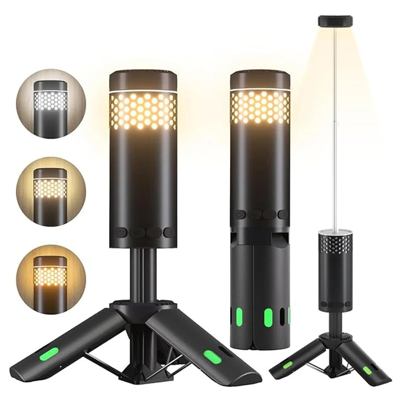 Portable LED Camping Light with Tripod and Power Bank – Battery Operated