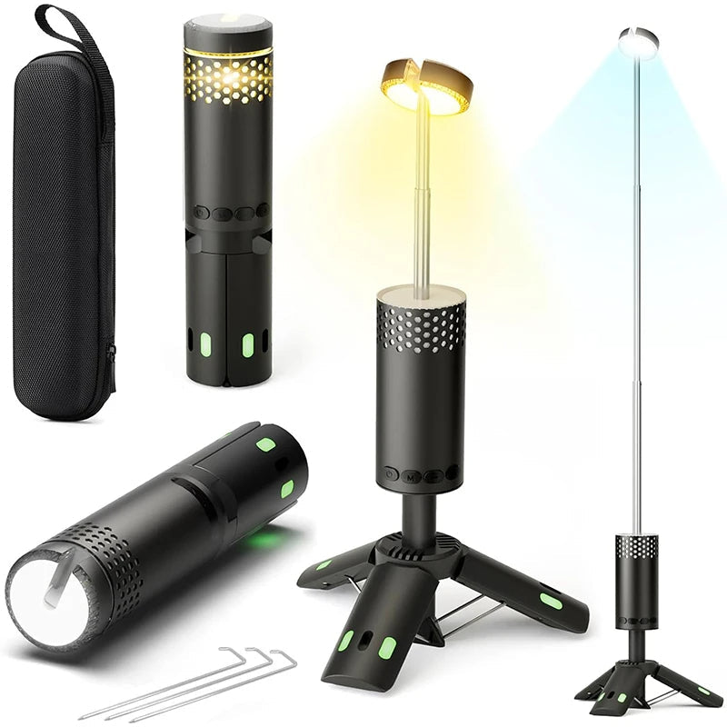 Portable LED Camping Light with Tripod and Power Bank – Battery Operated