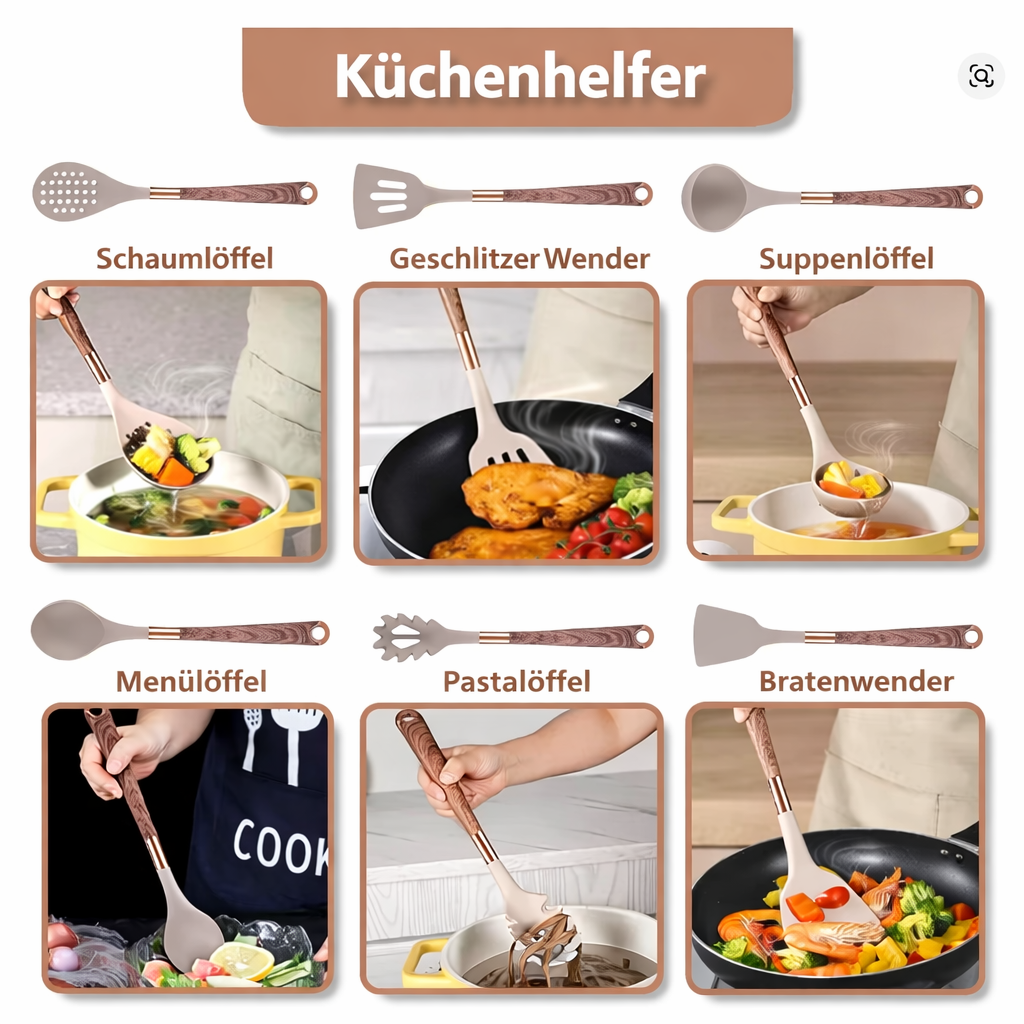 Silicone Kitchen Utensil Set – Scratch-Free Cooking Comfort and Protection