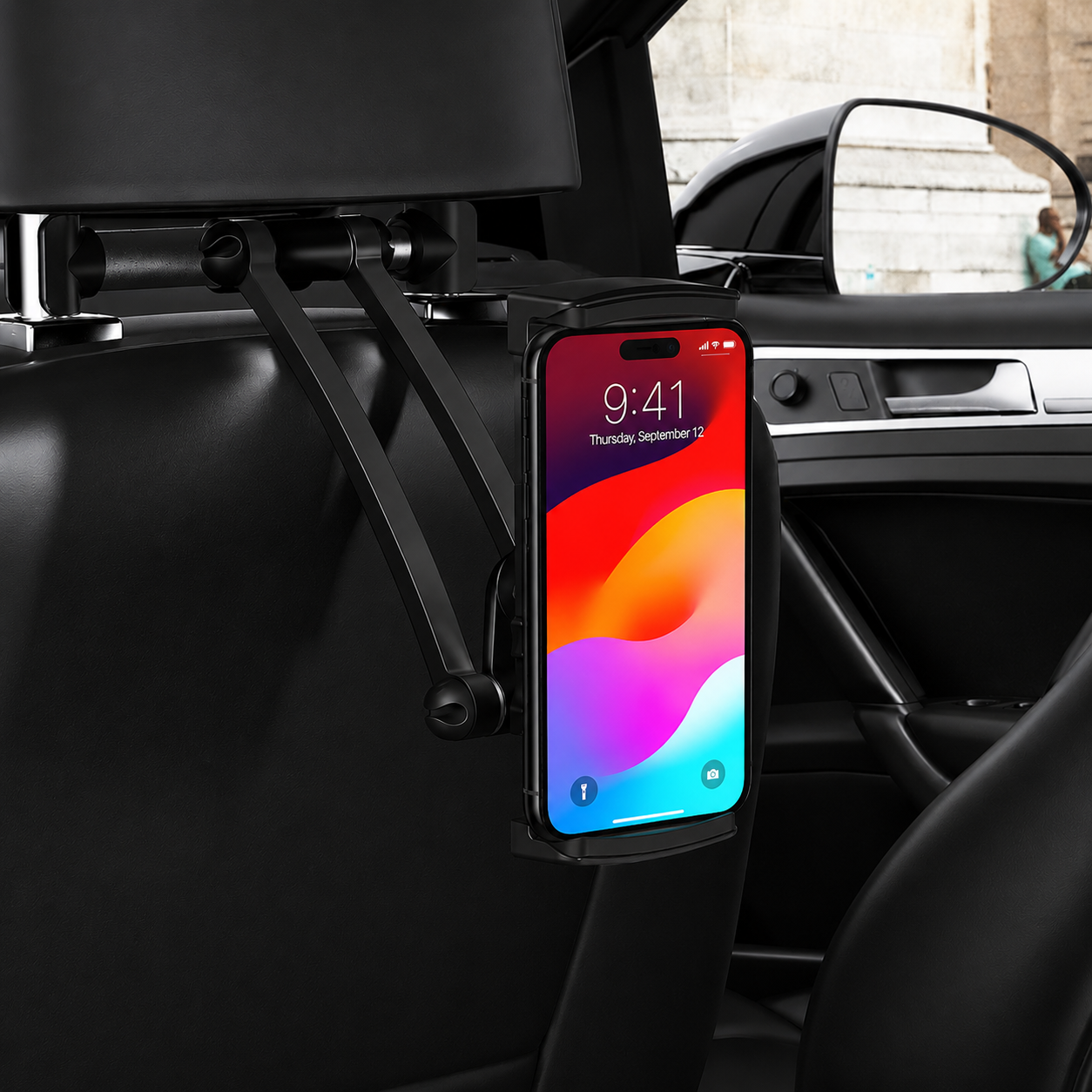 Car Headrest Holder – Aluminum Mount for Phone & Tablet