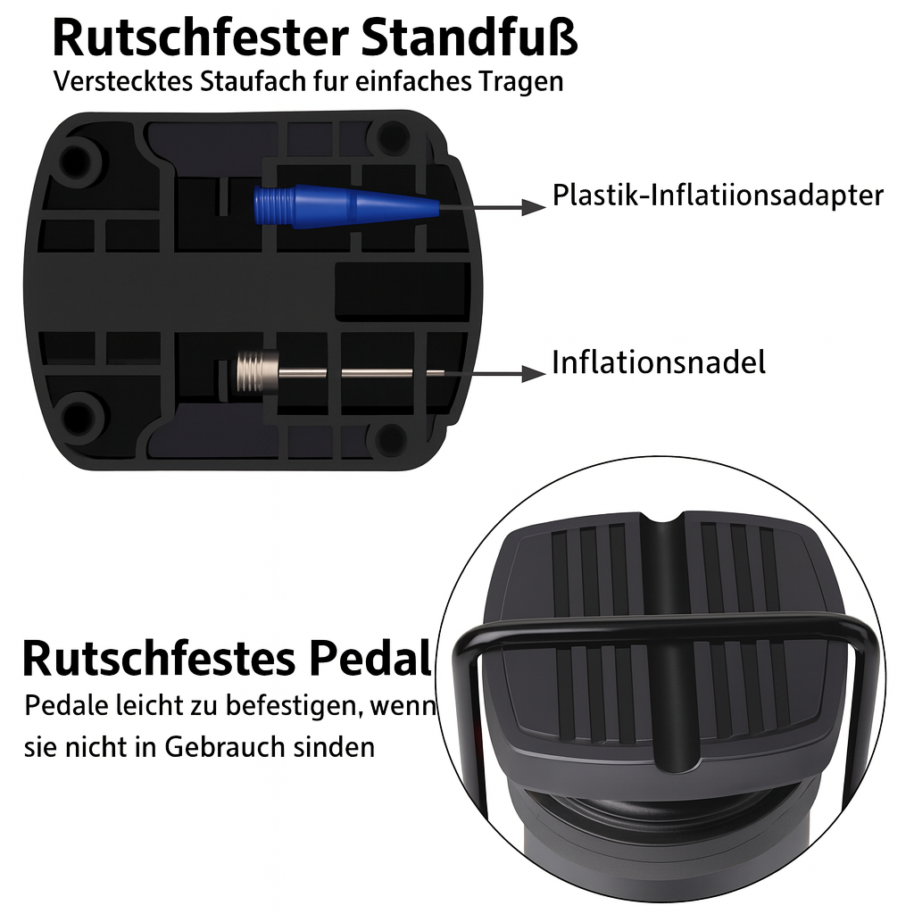 Compact Foot Pump with High Pressure & Pressure Gauge