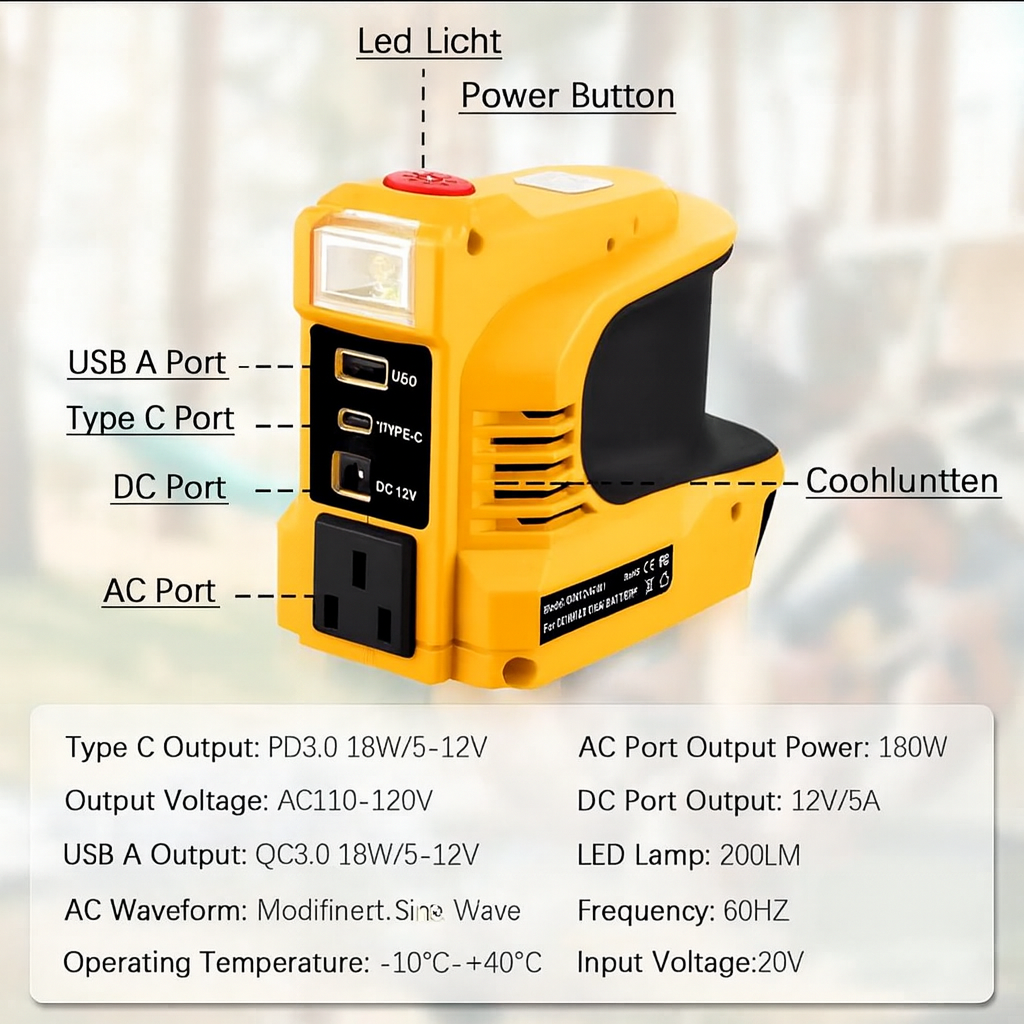 Compact Inverter for Car, Camper, and Outdoor Use