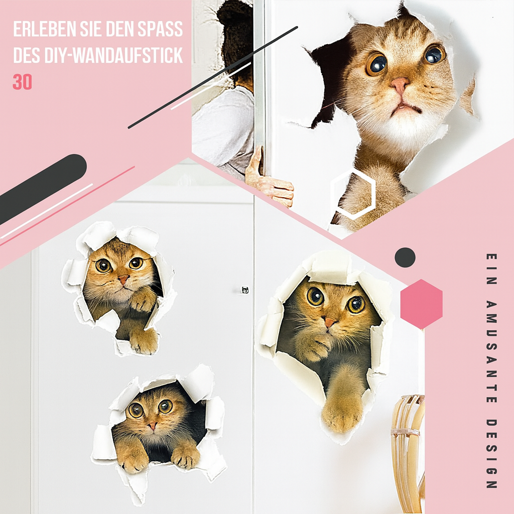 Cute 3D Wall Stickers Featuring Cats and Dogs