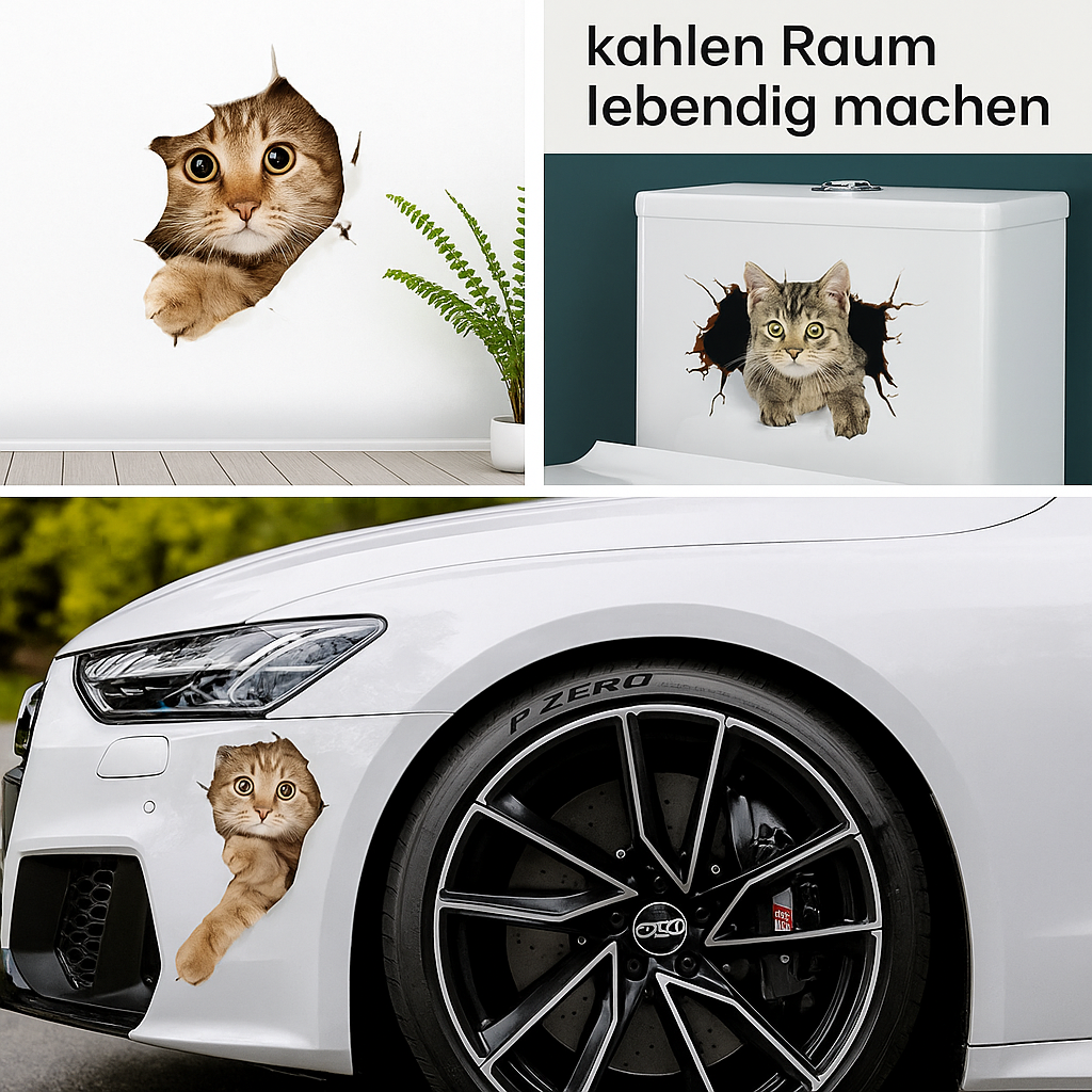 Cute 3D Wall Stickers Featuring Cats and Dogs