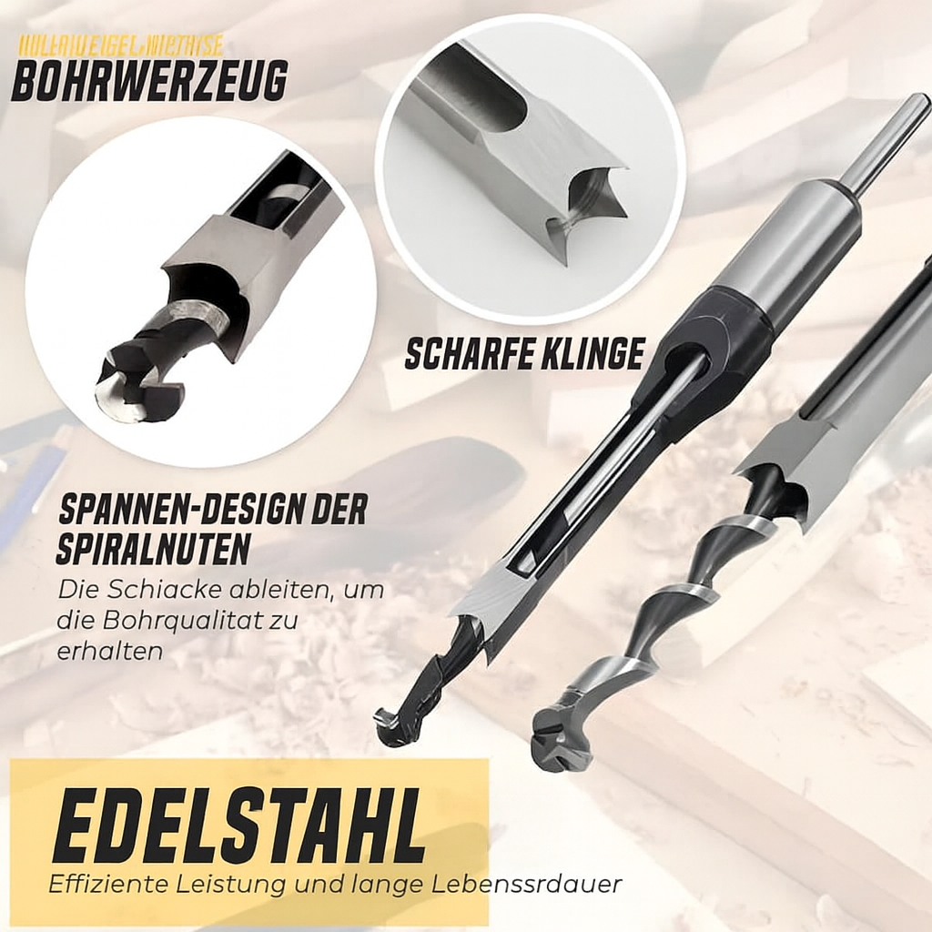 Hollow Chisel Bit for Accurate Wood Joinery – SquareCut Tool