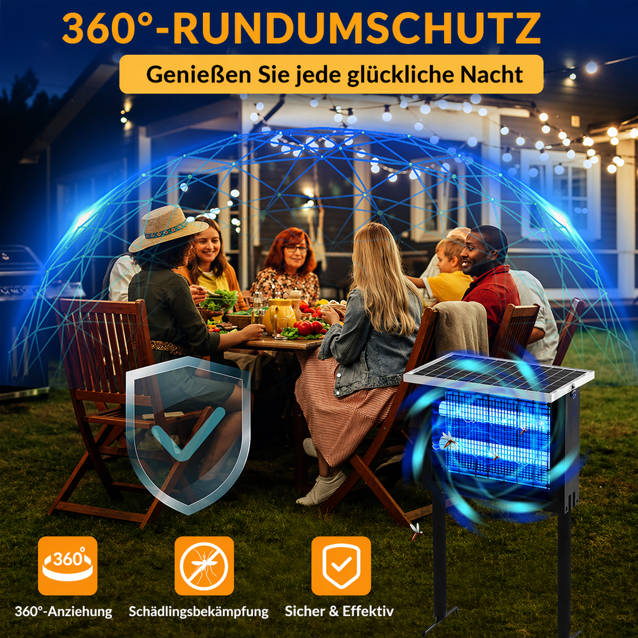 3500V Solar Insect Zapper for Indoor and Outdoor Use
