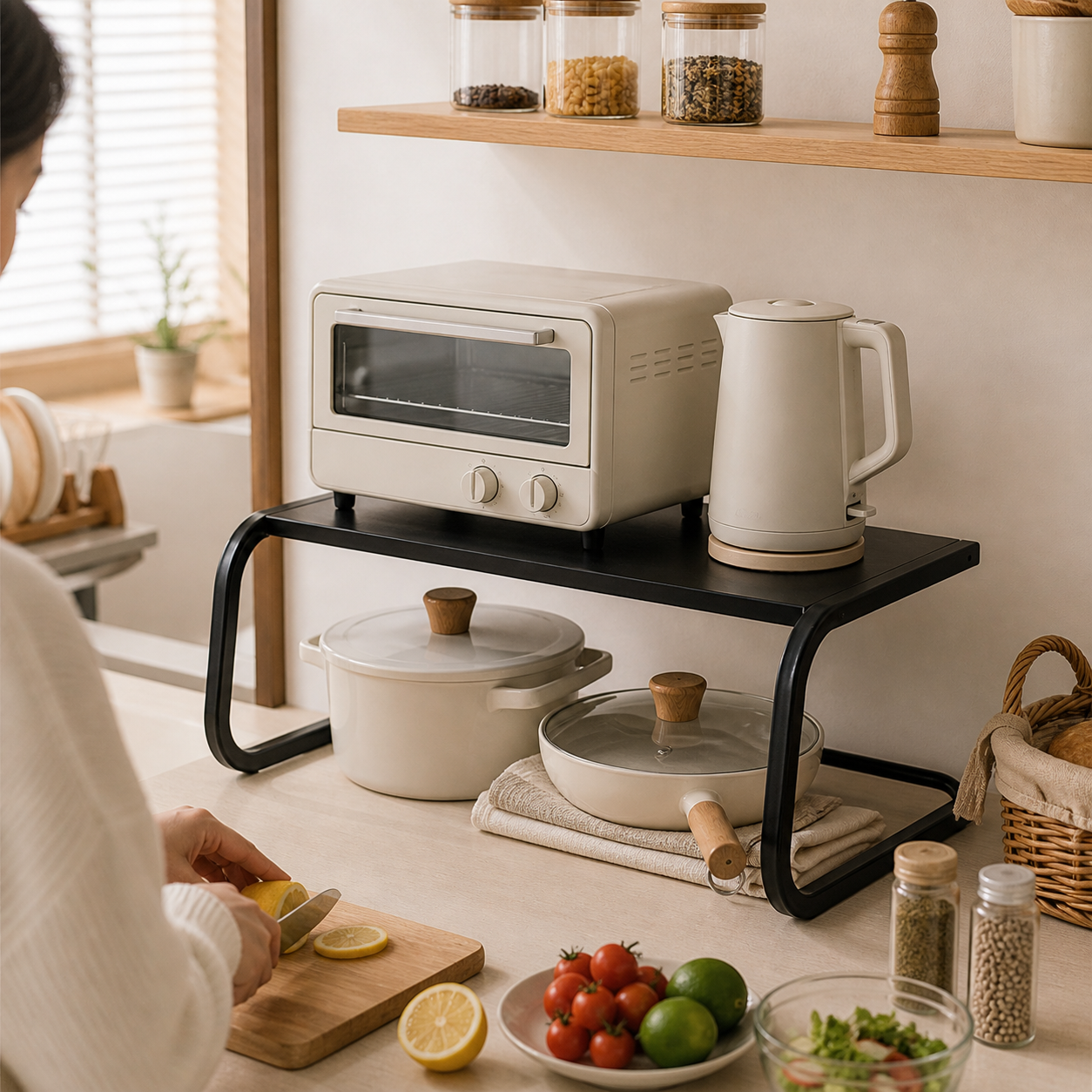 2-Tier Kitchen Shelf without Drilling – SpaceRack Design
