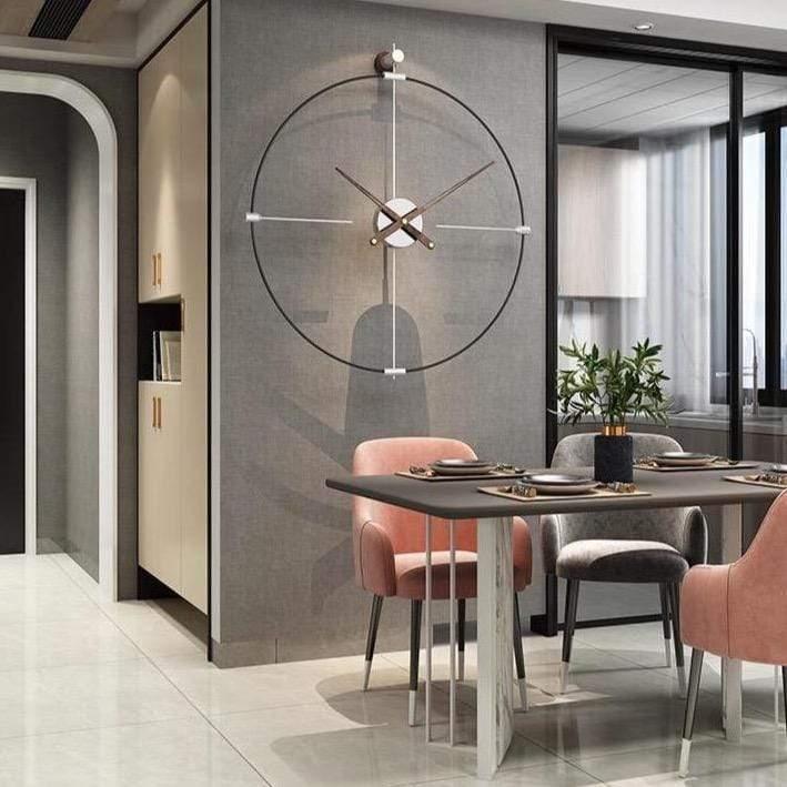 Large Minimalist Wall Clock with Bronze Clock Hands