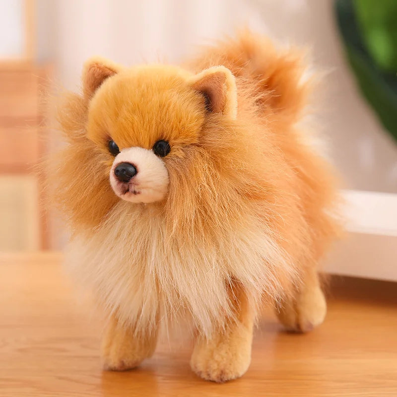 12-Inch Plush Pomeranian Dog Toy – Realistic Cuddly Stuffed Animal