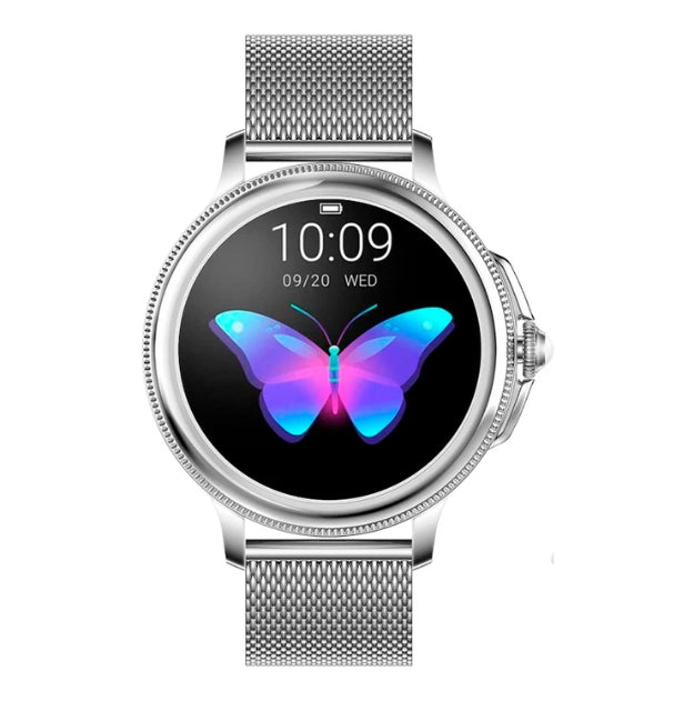 Fitness Tracker with Rose Gold Mesh Strap and Display
