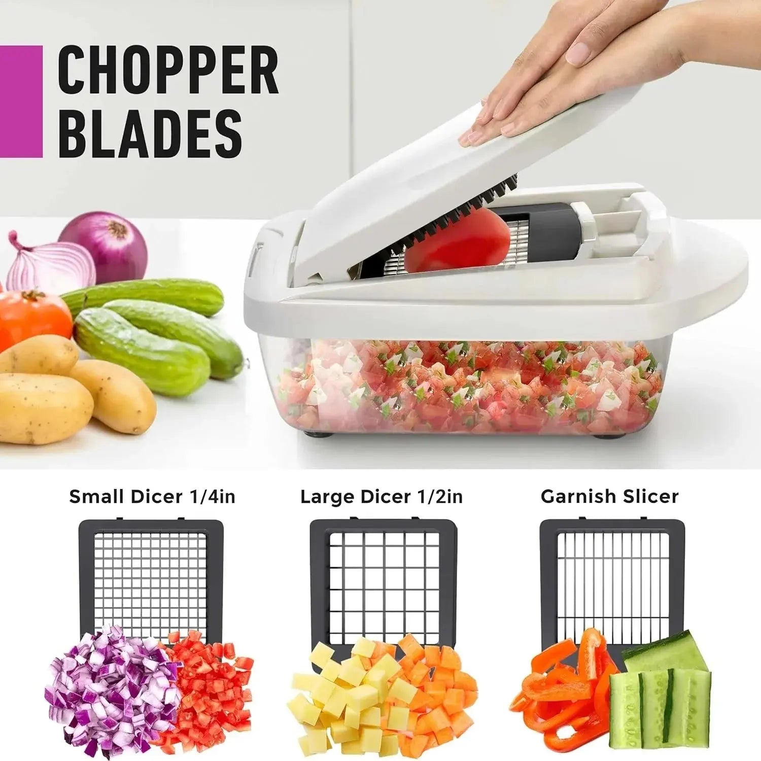 Vegetable Slicer with 8 Blades and Collection Box