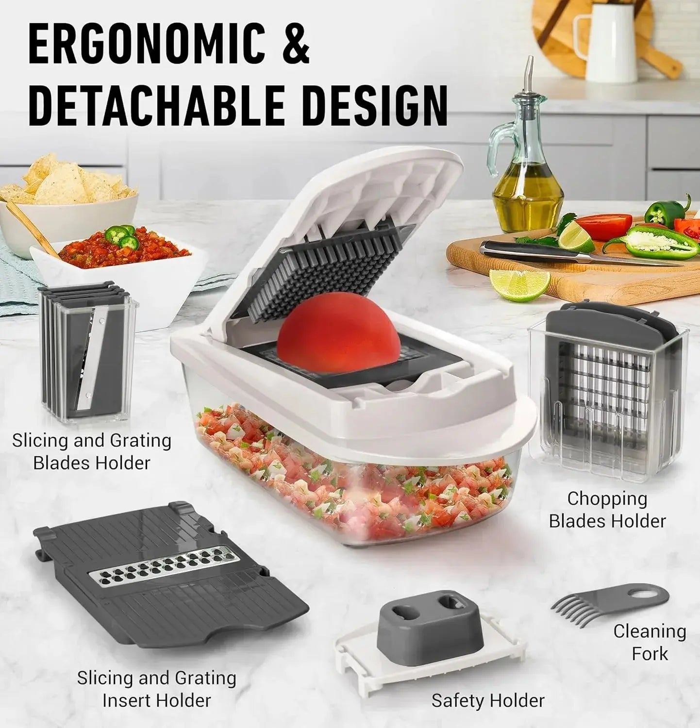 Vegetable Slicer with 8 Blades and Collection Box