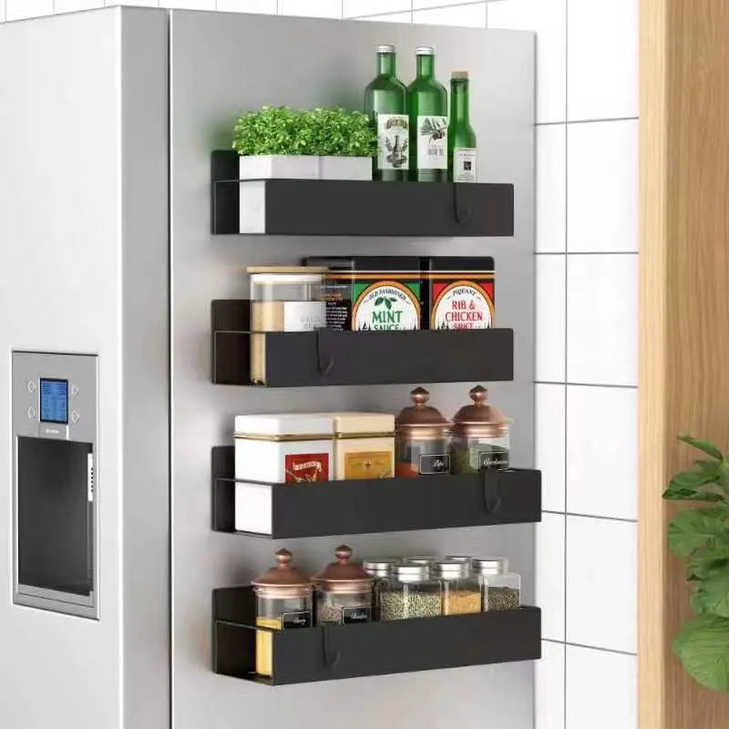 Spice Organizer | 4-Piece, Magnetic – Powder Coated | No Drilling Needed | KitchenDock
