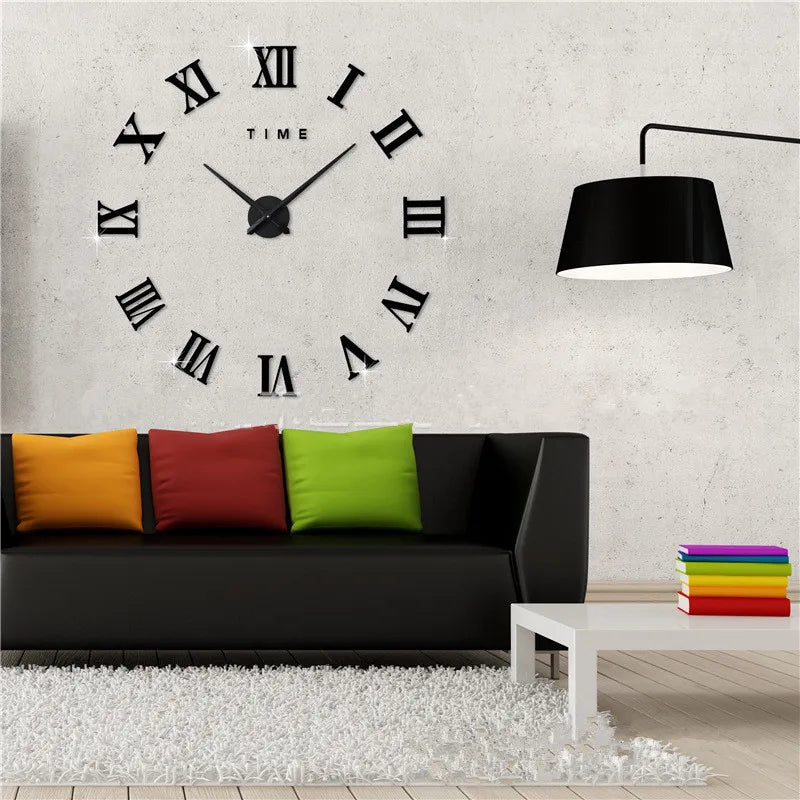 DIY 3D Wall Clock Mirror Design for Living Room Decoration