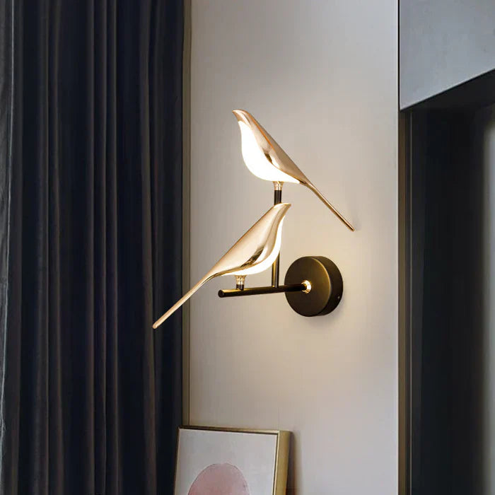 Bird Figurine Table Lamp with Gold Sculpture Accent