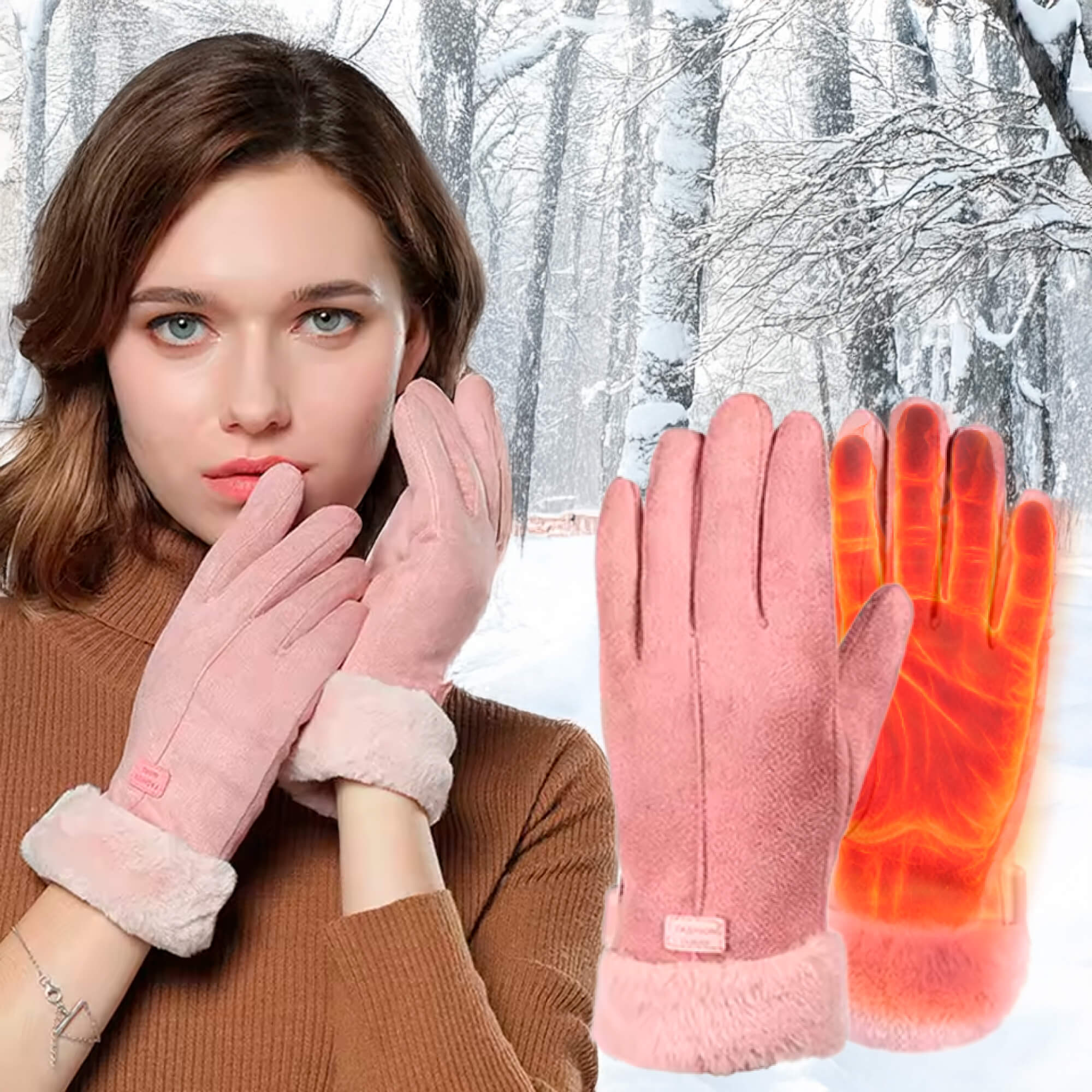 Touchscreen Waterproof Heated Gloves for Women, USB Rechargeable