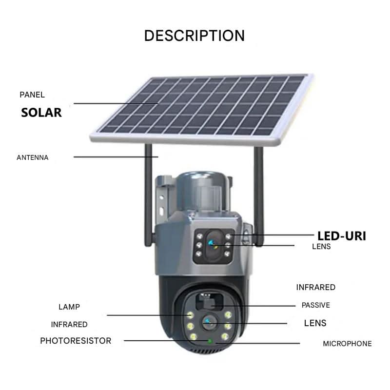 360-Degree View Wireless Security Camera with Solar Panel – 4K Resolution