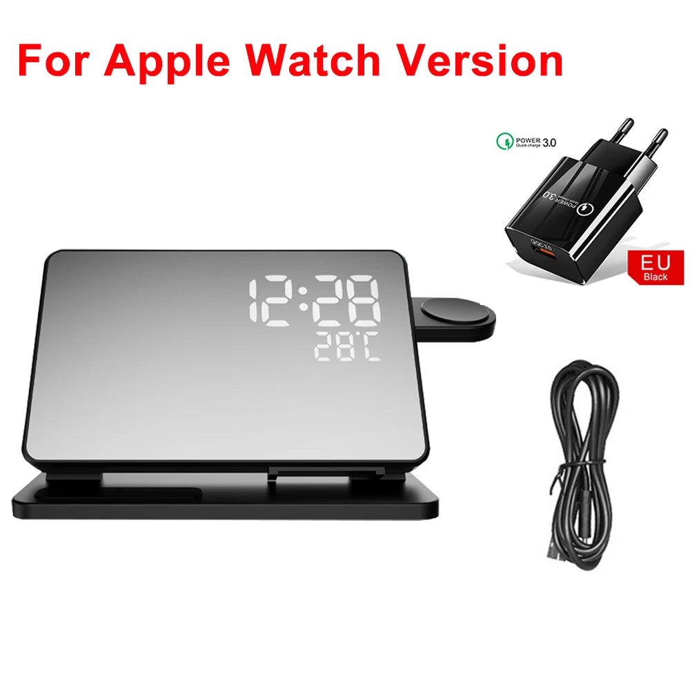 3-in-1 Charging Dock with Alarm Clock for iPhone, Apple Watch, AirPods