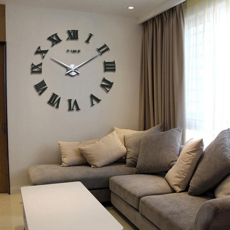 Silver Mirror Finish Wall Clock Featuring Roman Numerals