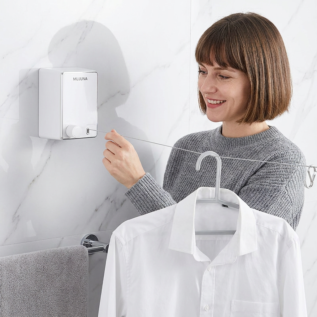 Retractable Invisible Clothesline - No Drilling Required