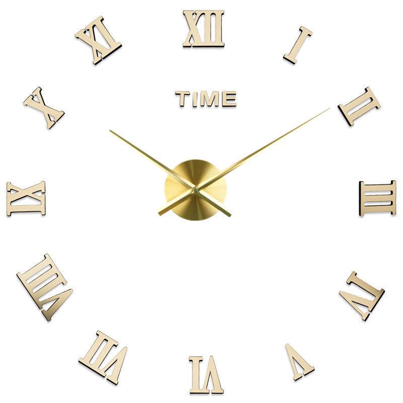 Silver Mirror Finish Wall Clock Featuring Roman Numerals