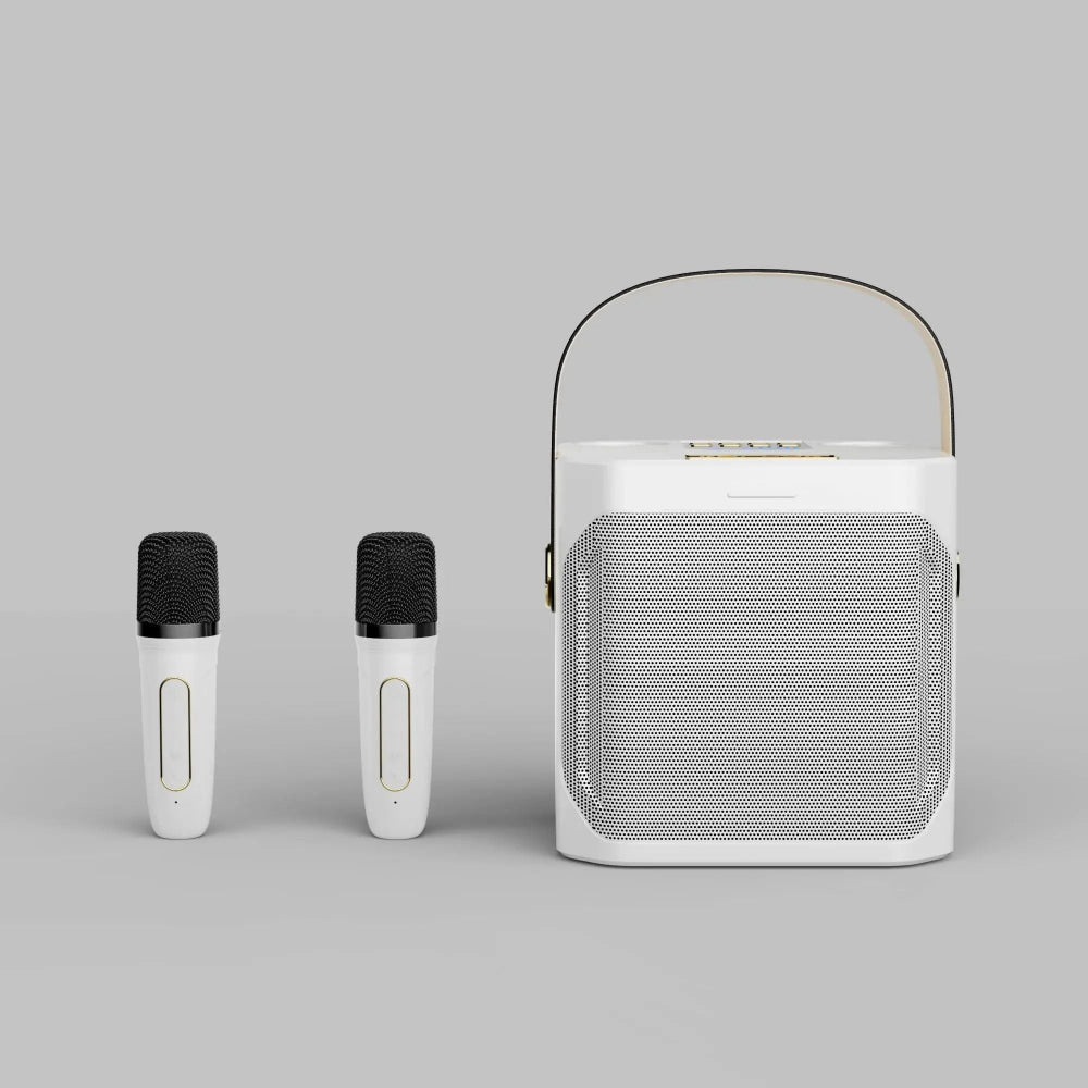 Portable Karaoke Speaker System with Dual Wireless Microphones and 360° Sound – Ideal for Parties Indoors and Outdoors