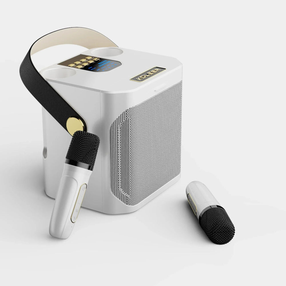 Portable Karaoke Speaker System with Dual Wireless Microphones and 360° Sound – Ideal for Parties Indoors and Outdoors