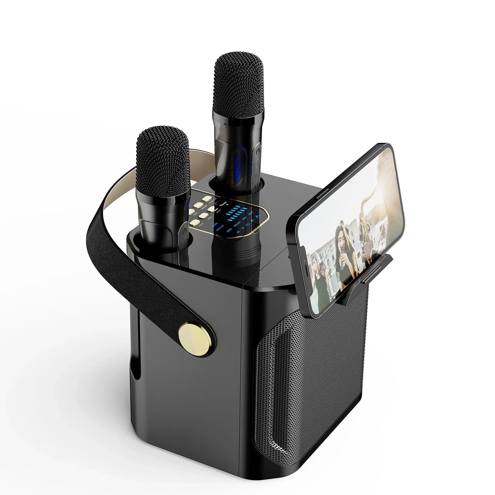 Portable Karaoke Speaker System with Dual Wireless Microphones and 360° Sound – Ideal for Parties Indoors and Outdoors