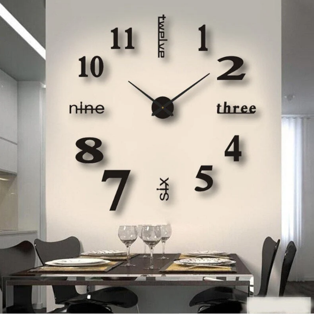 Modern Wall Clock Featuring 3D Raised Numbers Design