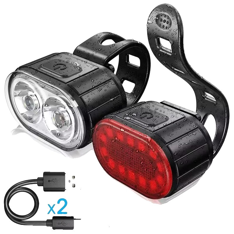 Rechargeable Bicycle Light Set – Front and Rear Waterproof Safety Lights
