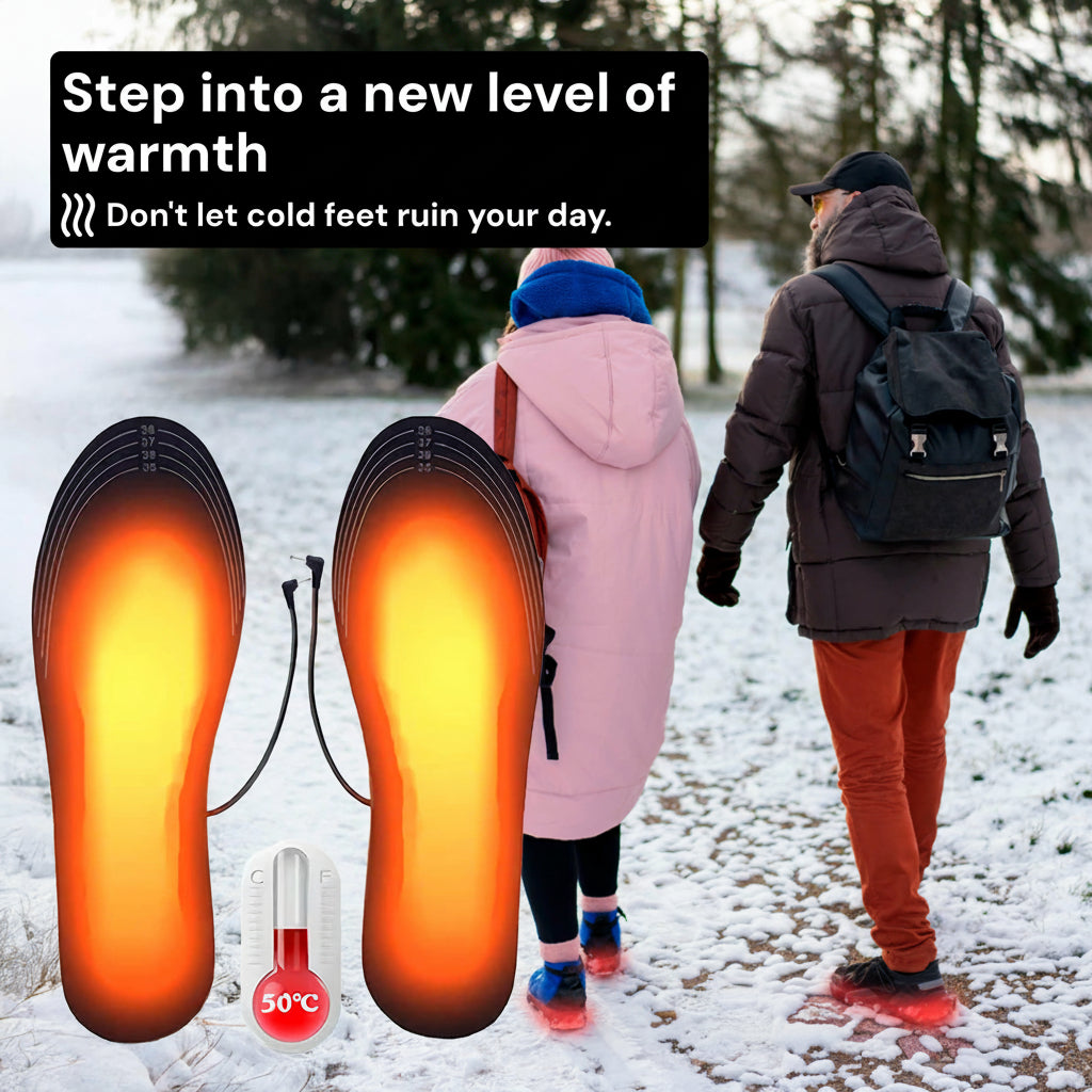 USB Powered Heated Insoles for Footwear, 8W 5V 2A, Customizable EVA