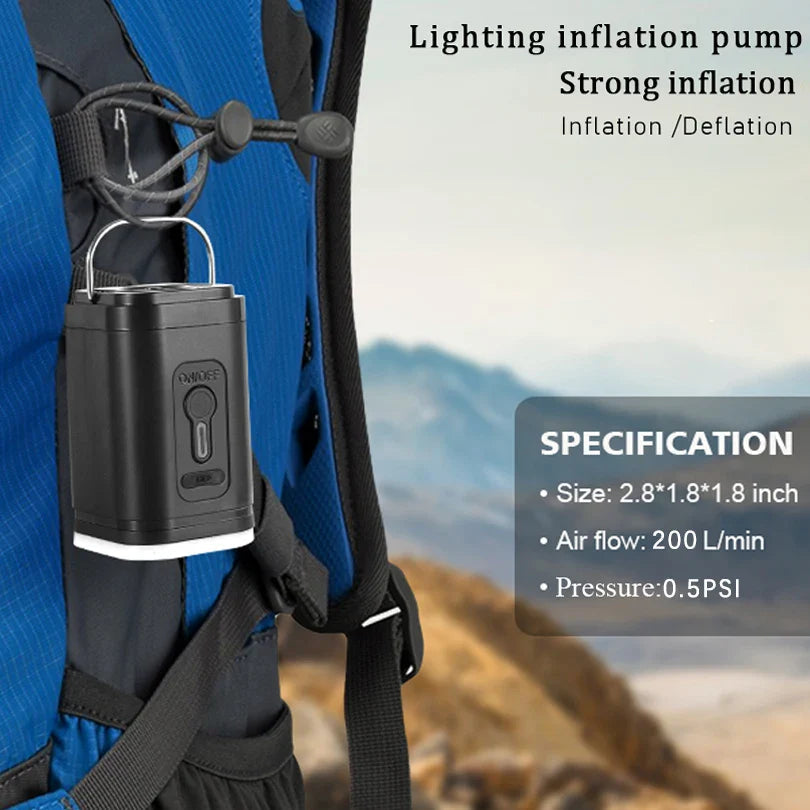 USB-C Mini Air Pump with 5 Nozzles – 200 L/min Flow Rate