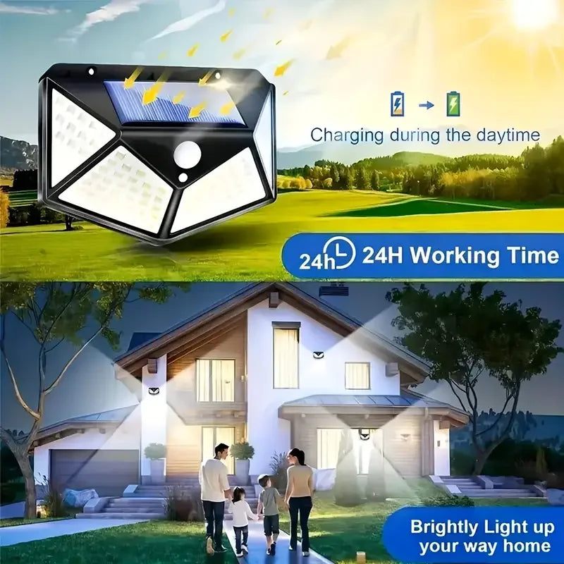 Outdoor Solar Wall Light with 100 LEDs and Motion Sensor
