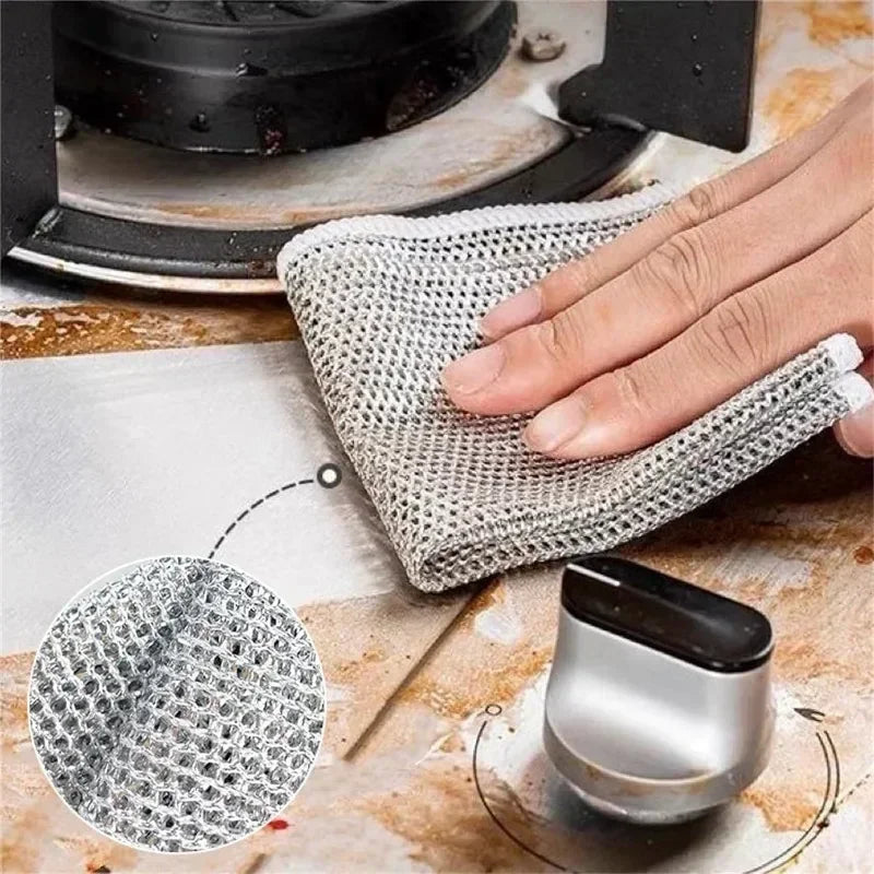 Double-Sided Metal Scrubbing Cloth for Kitchen Use