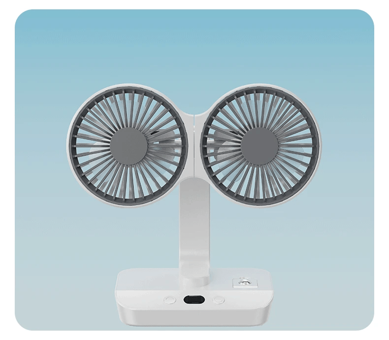 Rechargeable Fan with Dual Heads