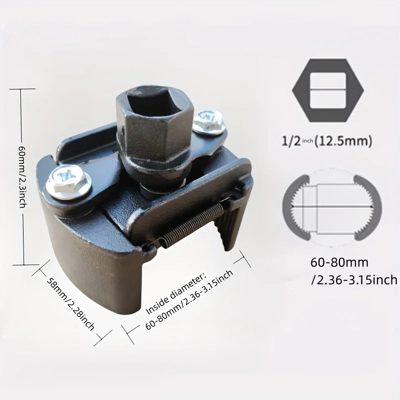 Adjustable Oil Filter Wrench 60–80 mm | 2-Claw Grip for Filters