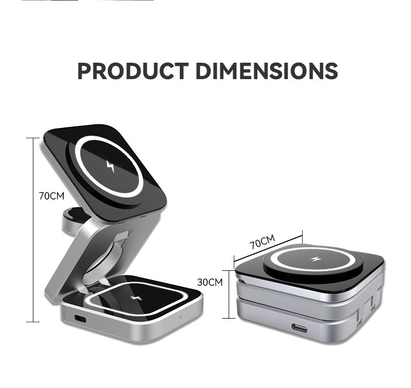3-in-1 Wireless Charger with Magnetic Design for iPhone, AirPods, Apple Watch