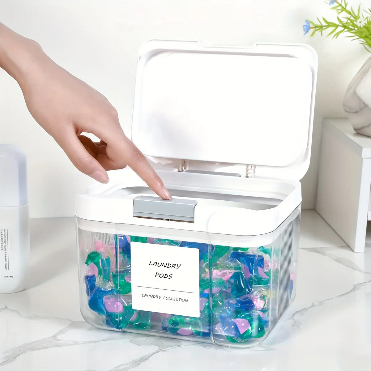 Detergent Pod Storage Container with Lid
