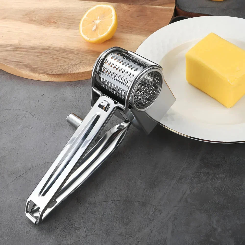 Stainless Steel Cheese Grater with Rotating Mechanism