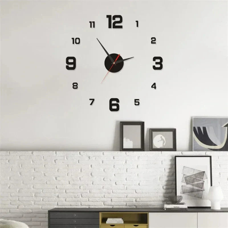 3D Wall Clock with Modern Frameless Design - DIY Luminous Decor