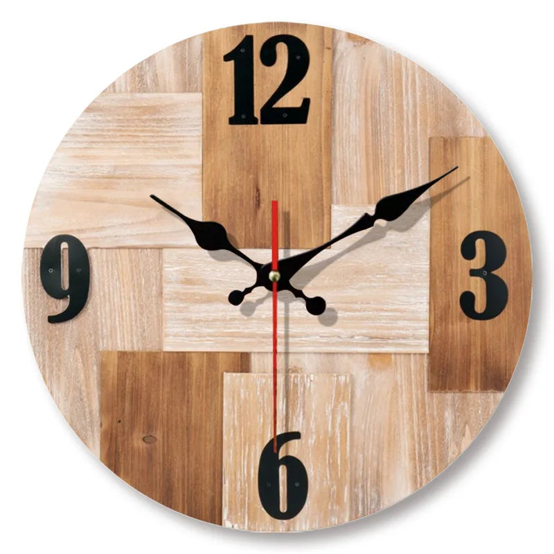 Wood Grain Wall Clock with Elegant Timber Finish
